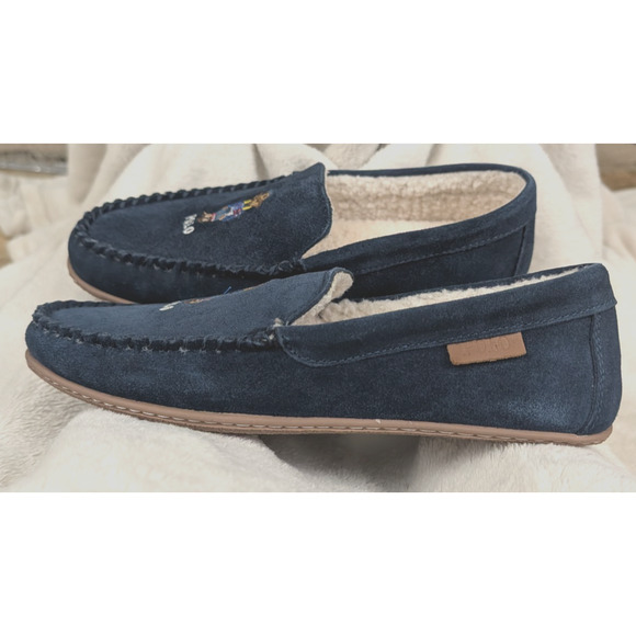 NWOB Polo Ralph Lauren men\'s sz 8 Collins Apre Ski Bear Slippers memory foam blu main image 6
